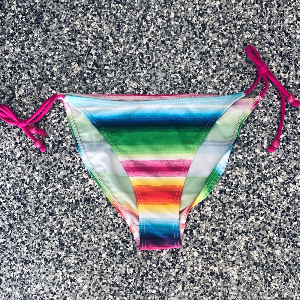 Atlantic Beach ✦ Rainbow Stripe Tie-Side Swim Bottom (L)